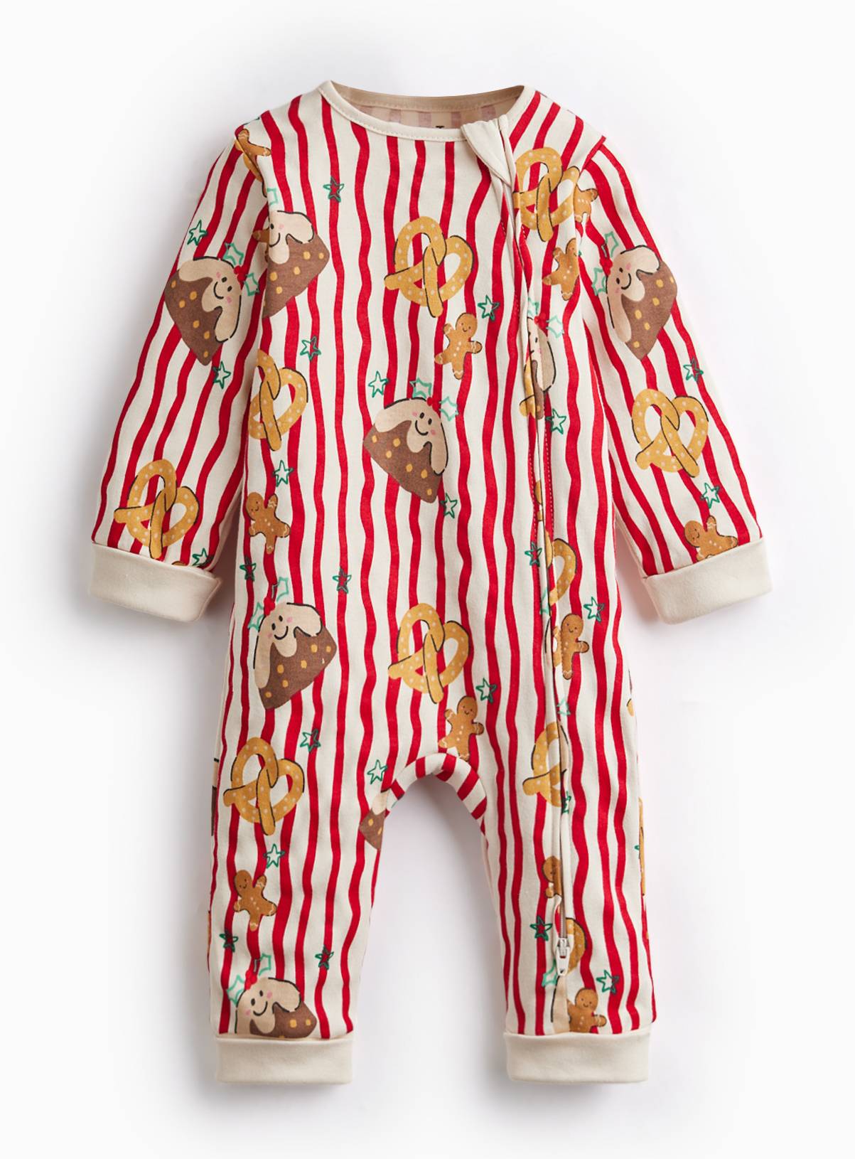 Christmas Pretzel & Pudding Sleepsuit Up to 1 mth - Image 1